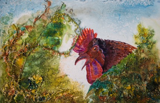 Cockerel in bushes