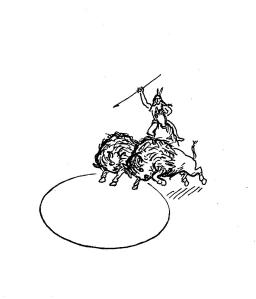 The buffalo charged into the pit.