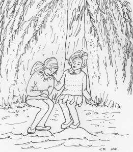 The two girls sat beneath the willow tree 4